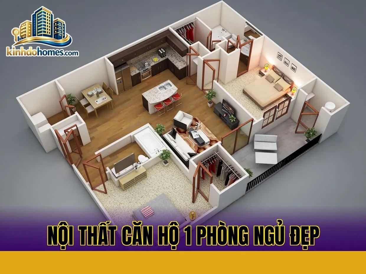 Nội thất căn hộ 1 phòng ngủ đẹp