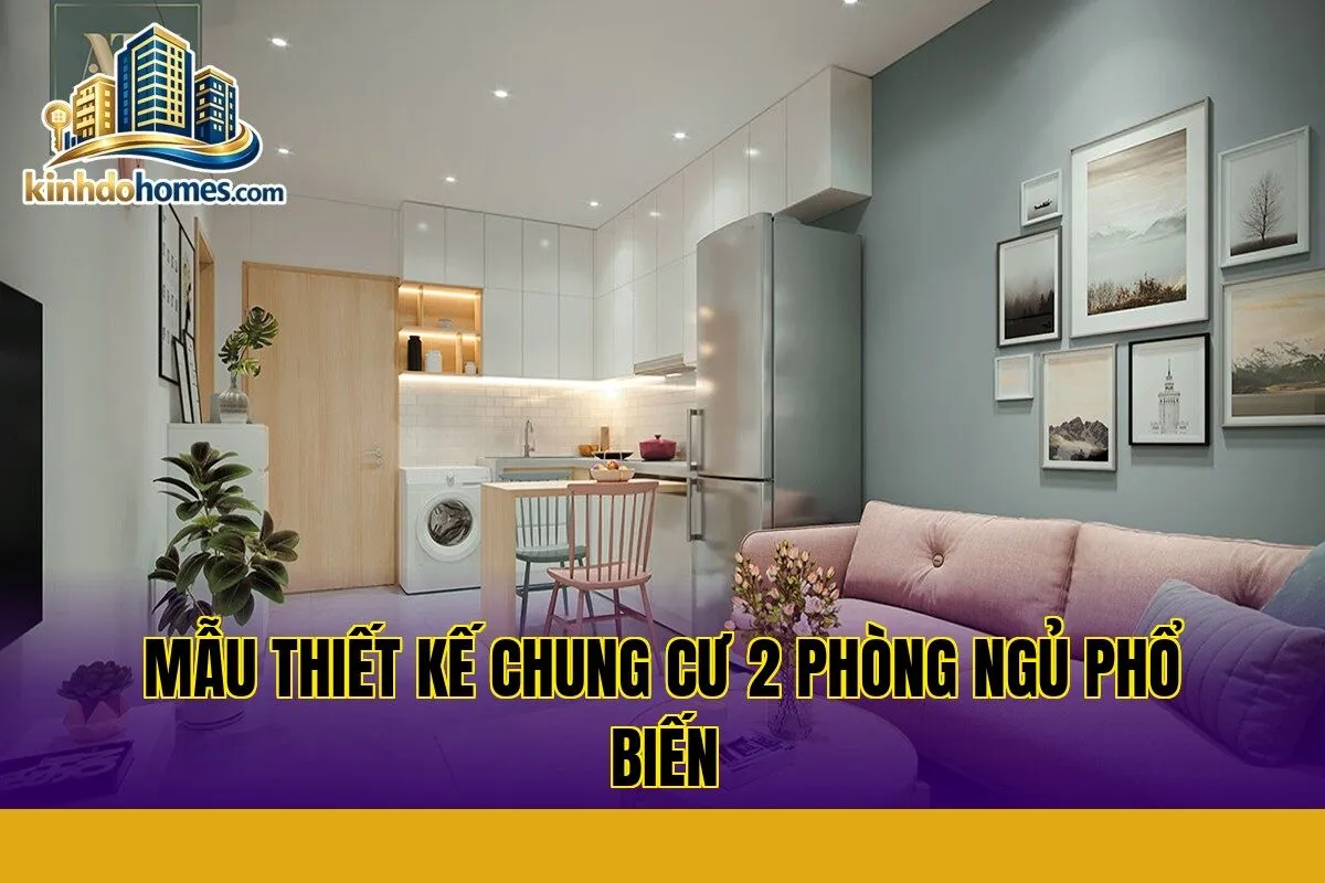mẫu thiết kế chung cư 2 phòng ngủ phổ biến